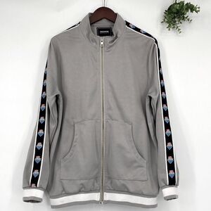 Pink + Dolphin Zip-Up Track‎ Jacket Pockets Grey Medium